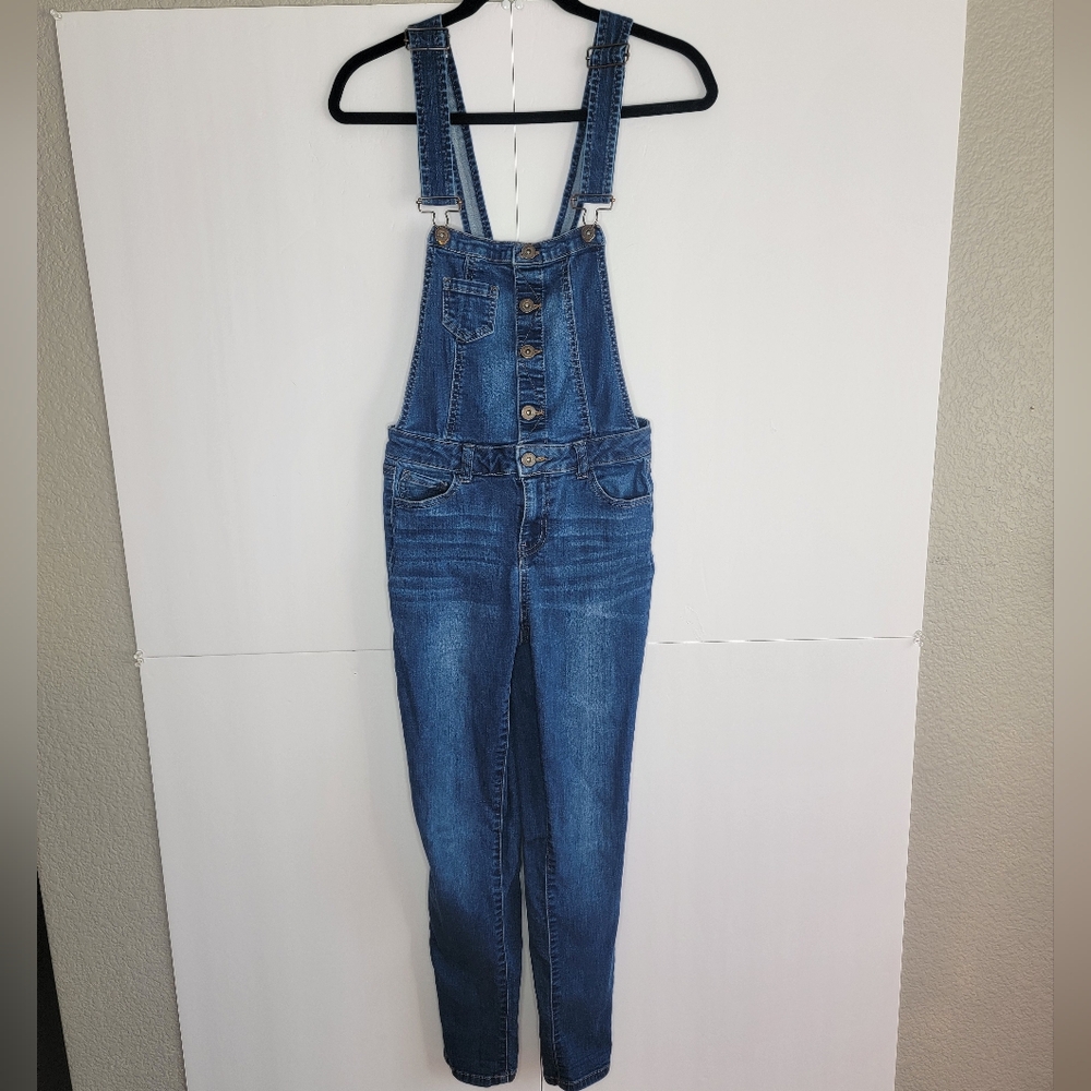 Wax Jean Denim Overalls Size Small Button Front Skinny Adjustable Straps